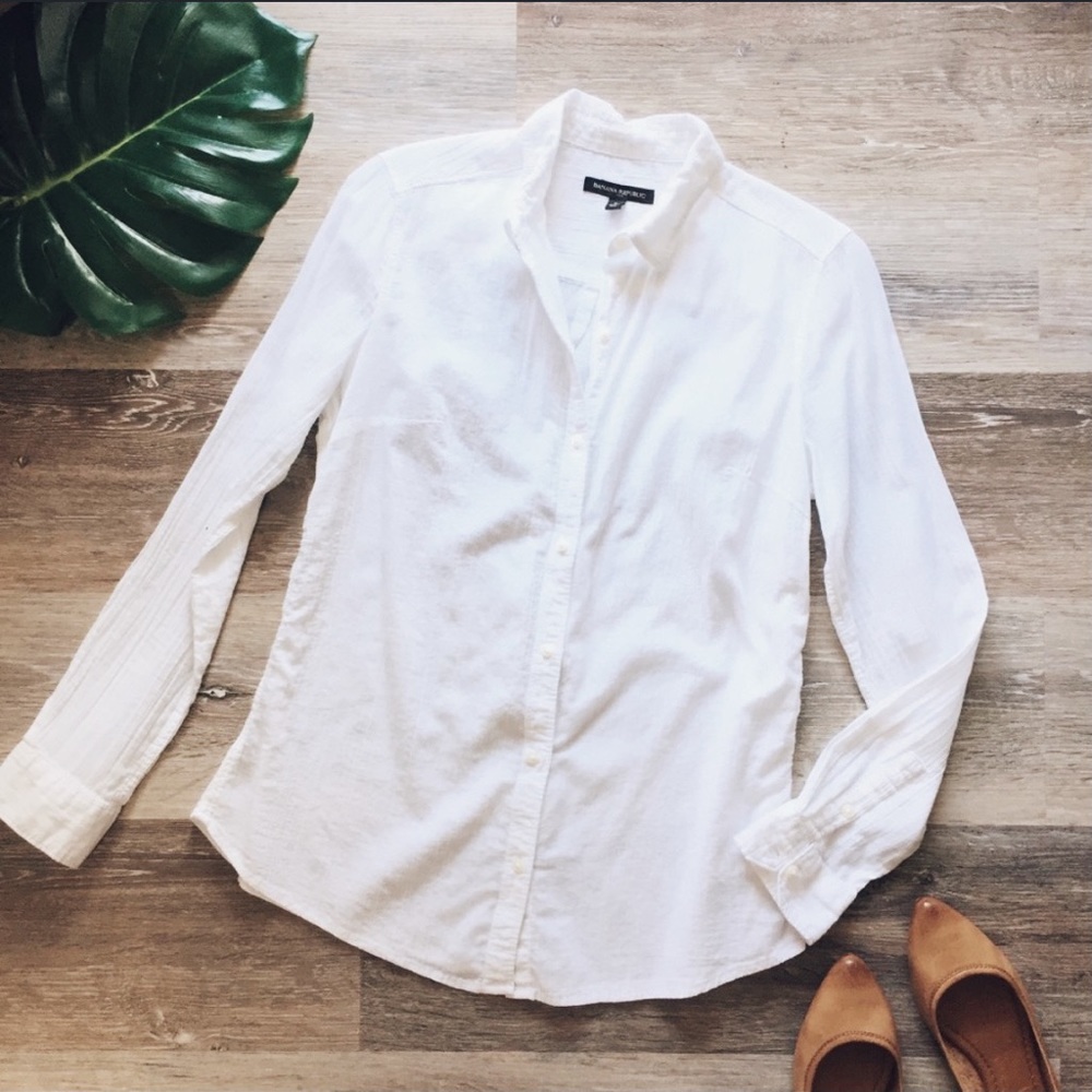 BANANA REPUBLIC | Gauzy Crepe Style Cotton Shirt